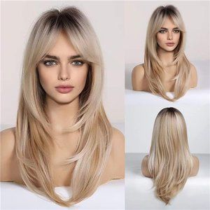 HOT Wigs for Women Shoulder Length Ombre blonde